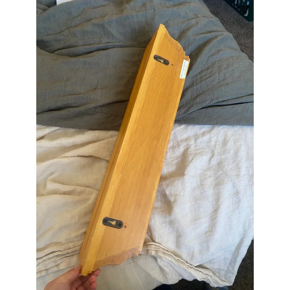 Pottery Barn Crown Molding Wood Floating Wall Shelf Picture Ledge Cottage Rustic